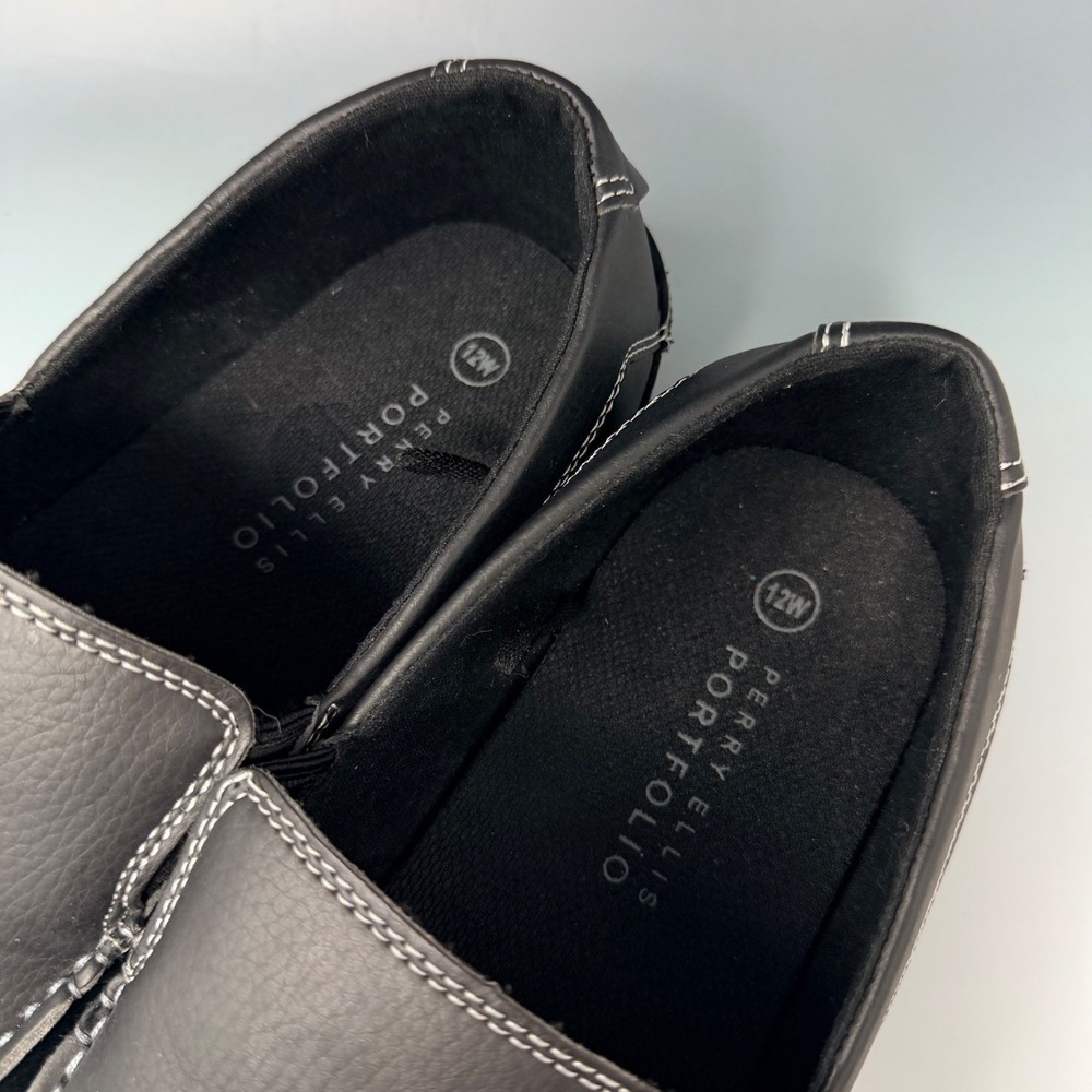 Perry Ellis Portfolio Walton Wide Mens 12W Black Slip On Loafers PEA11F020E-2W - Picture 8 of 15